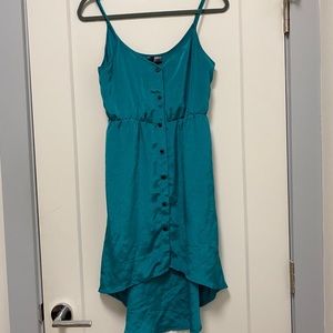 High-Low Snap-Front Slip Dress